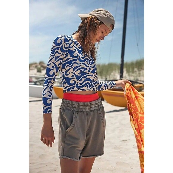 Free People FP Movement All Star Solid Shorts High Rise Pull-on Smocked M 282891 - Picture 1 of 11